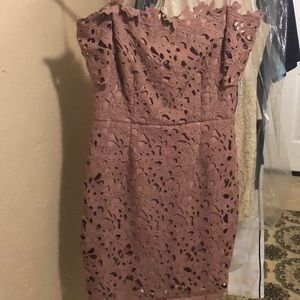 NWT- Design Lab Mauve Lace Dress off the shoulder